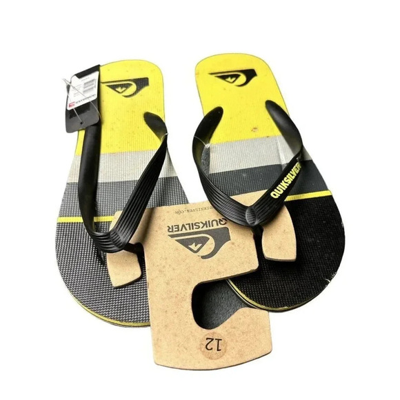 Quiksilver Men’s Molokai Sunset Flip Flop Black Sandals Size 12 - Picture 1 of 14